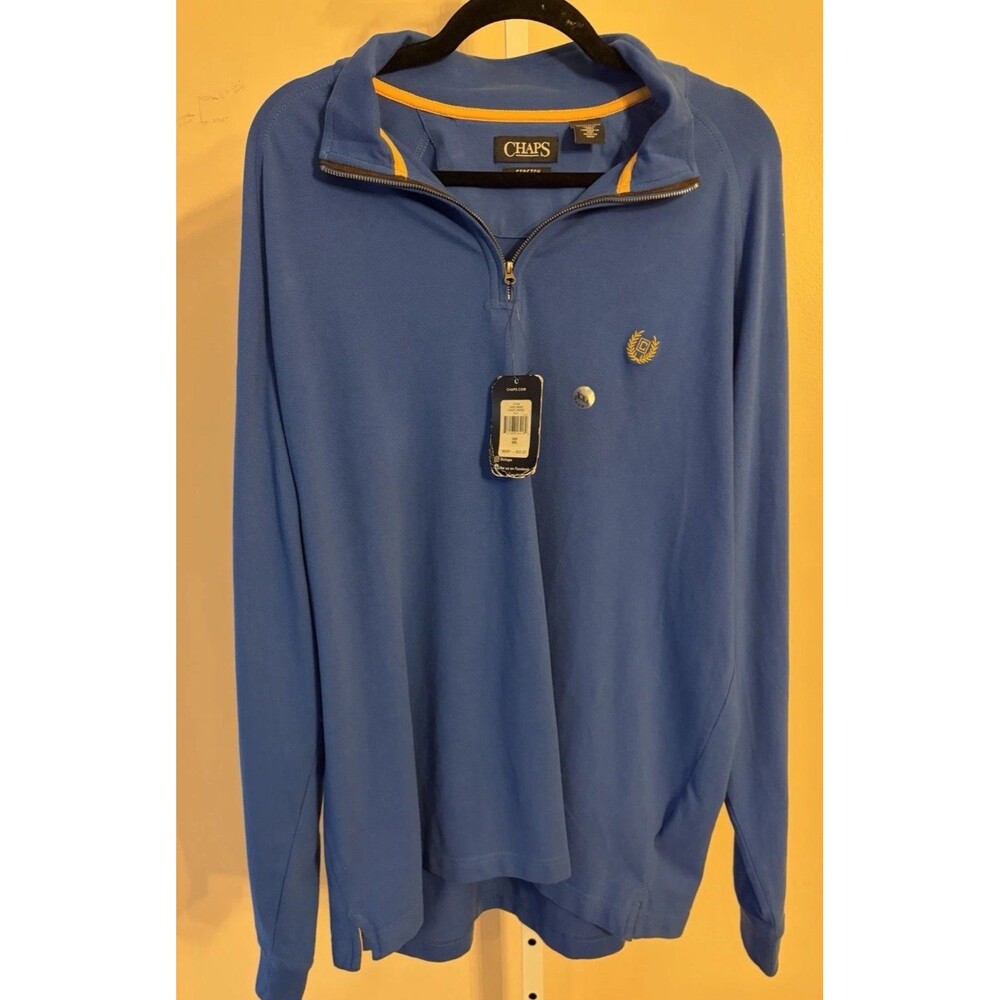Chaps Mens 1/4 Zip Royal Blue Sweater Size XXL Shirt Sweatshirt